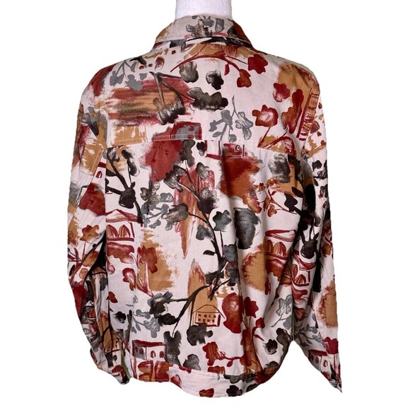 Women’s Boho Artsy Painterly Abstract Shirt Jacket Lagenlook Cottagecore Sz Lg - Picture 3 of 8